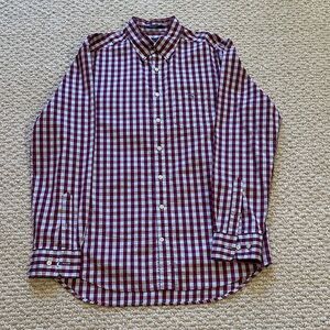 Gant Men's Burgundy and Blue Checkered Shirt